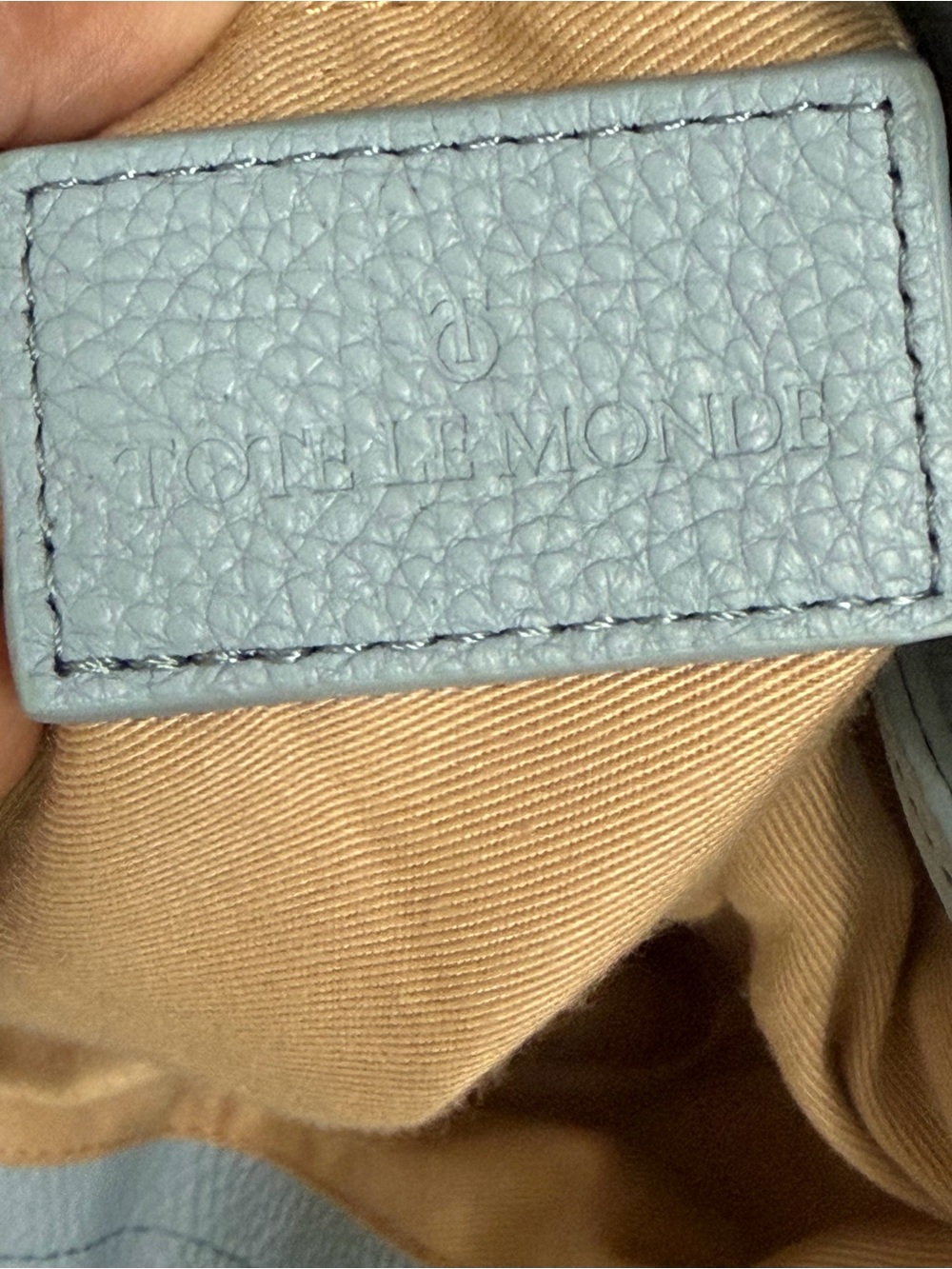 Tote Le Monde medium size tote Bluebell color genuine textured pebble leather - Picture 4 of 4